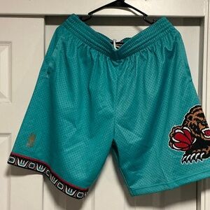 Mitchell & Ness Teal Athletic Shorts with Bear Logo